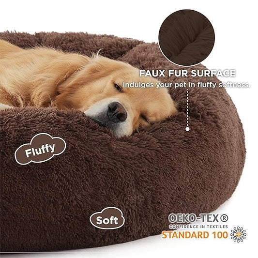 Round Donut Pet Bed for Cats and Puppies (28 Inches in Diameter)