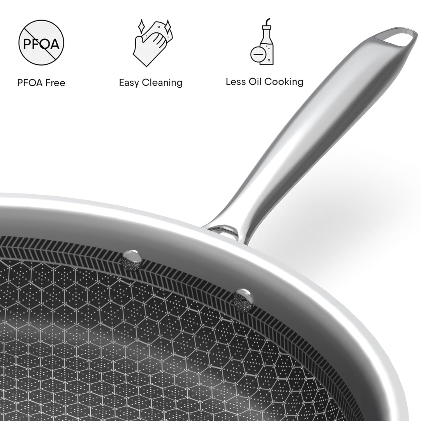 Multipurpose Stainless Steel Non-Stick Honeycomb Frying Pan (26cm)