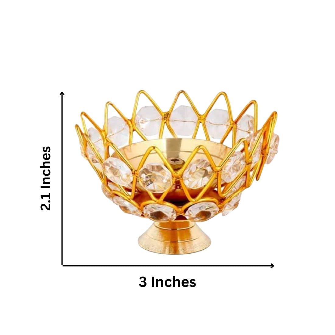 Crystal Brass Deep Jyoti Oil Lamp for Home (Pack of 4)