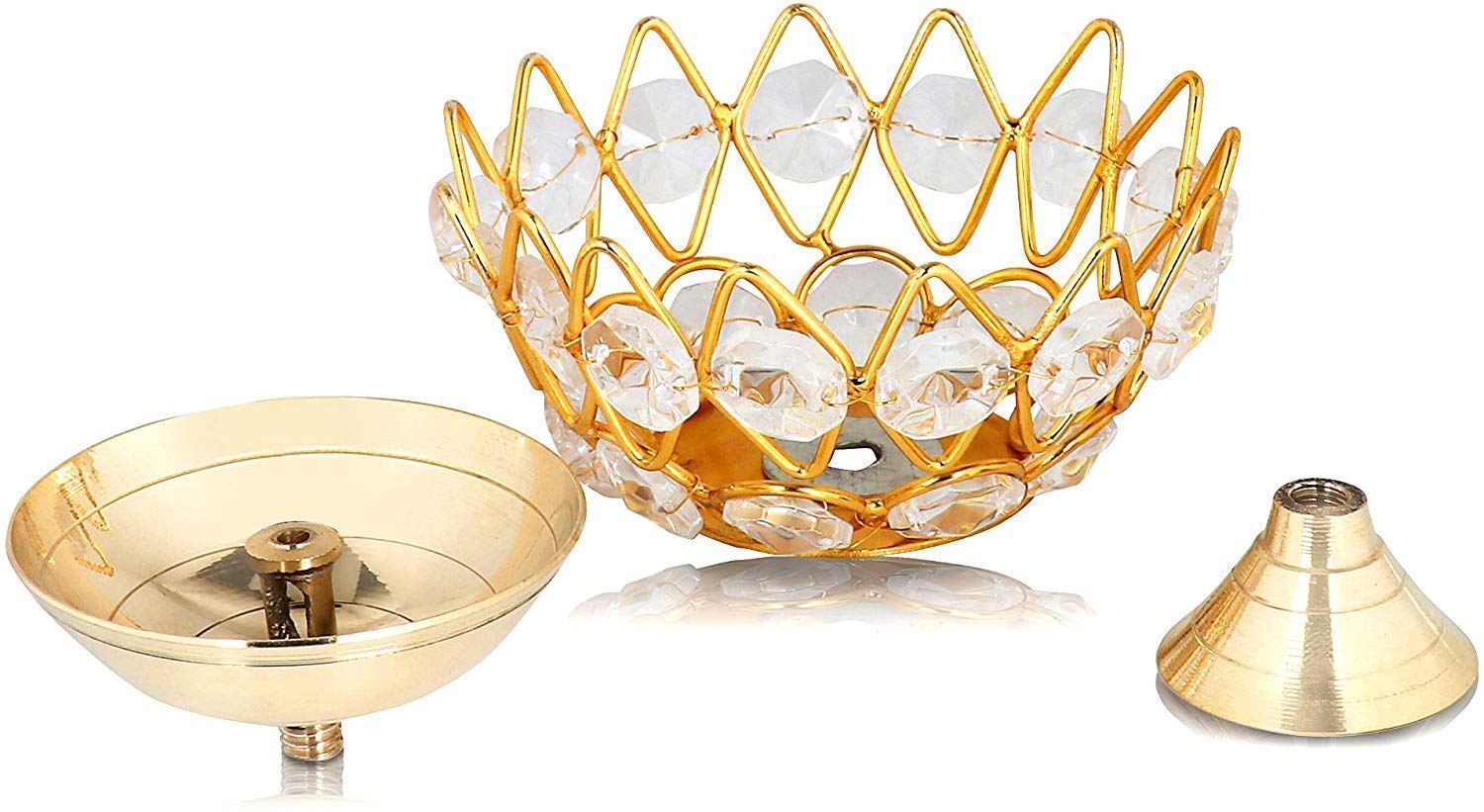 Crystal Brass Deep Jyoti Oil Lamp for Home (Pack of 4)