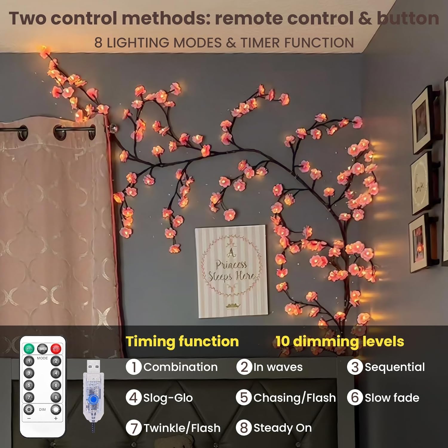Cherry Blossom LED Tree Branch Lights (5 Feet)