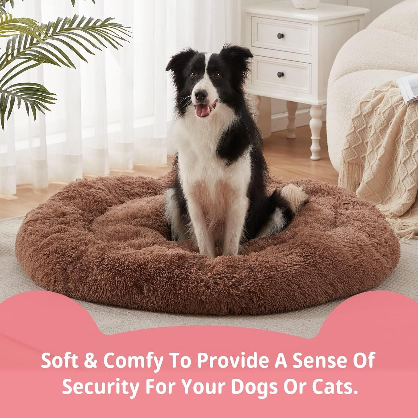 Round Donut Pet Bed for Cats and Puppies (28 Inches in Diameter)