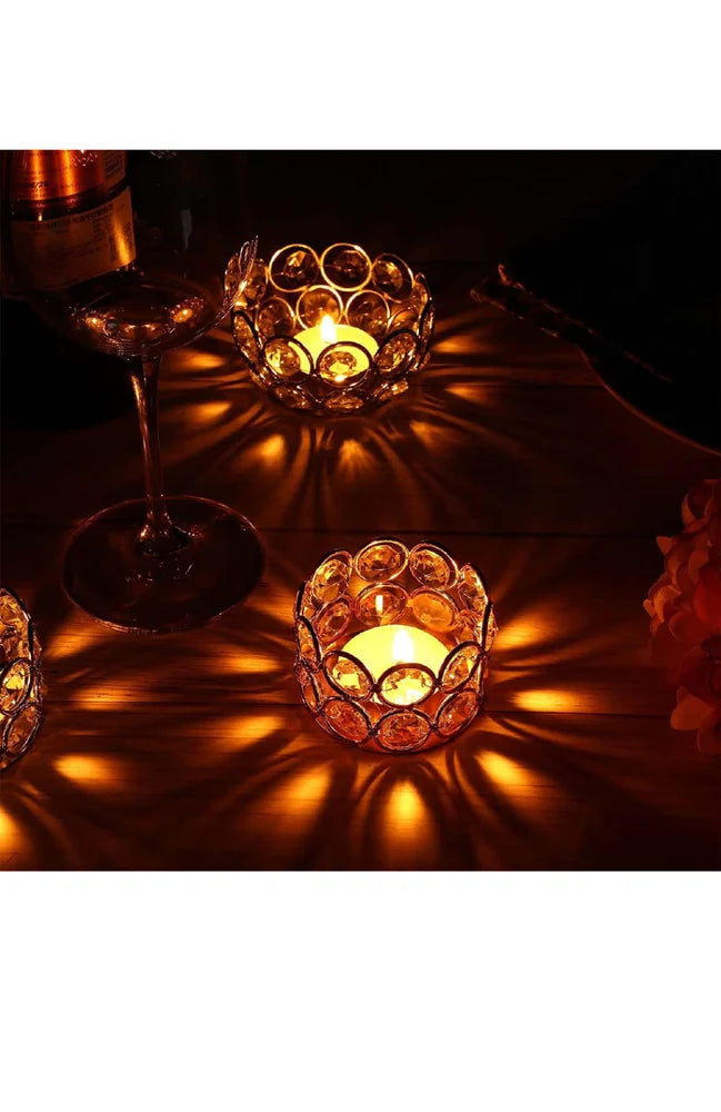 Crystal Diya/Candle Holder Diwali Decoration (Pack of 4)